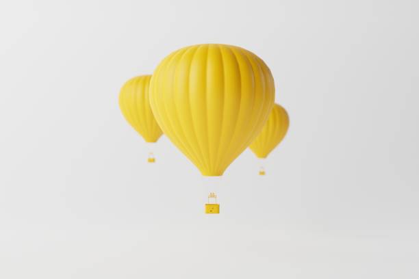 istock Yellow air balloons on a white background. 1441417856