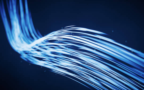 istock Flowing curves with glowing neon lines, 3d rendering. 1441418013