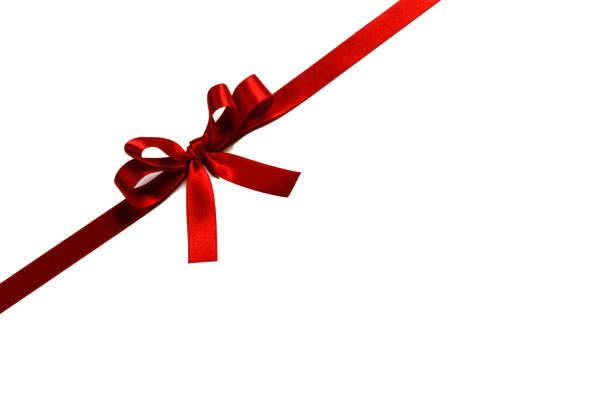 istock Red ribbon bow isolated on white 1441418140