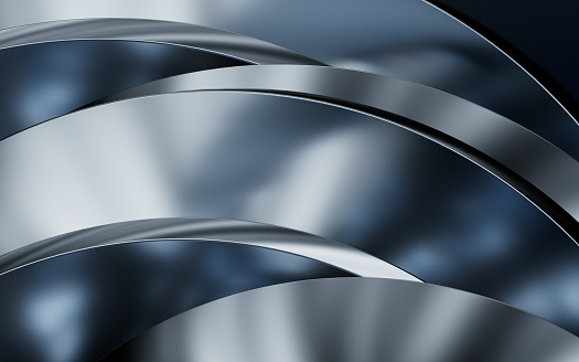 Metallic curve geometry background, 3d rendering. Digital drawing.