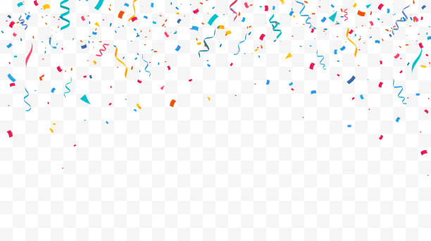 Confetti background. Party design with colorful confetti. Confetti background. Festive backdrop. Party design with colorful confetti. Vector illustration confetti transparent stock illustrations