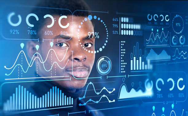 istock African businessman and big data graph chart with numbers, glowi 1441419542