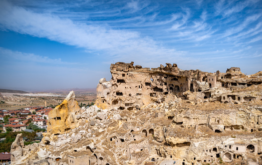 Cavusin ruined rock village in Cappadocia, Turkey.