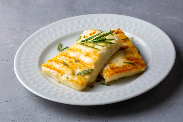 istock Grilled halloumi cheese. Fried halloumi cheese. 1441420224