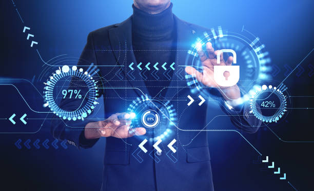 istock African businessman hands touching virtual screen with lines and padlock hud 1441420580