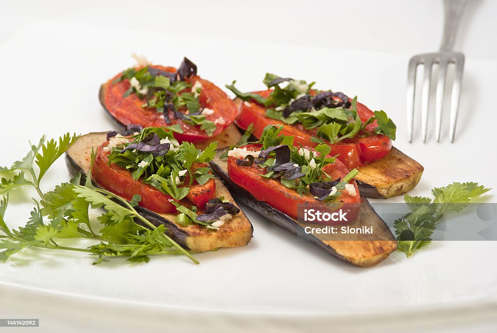 Gebratene Auberginen und Tomaten - Lizenzfrei Aubergine Stock-Foto