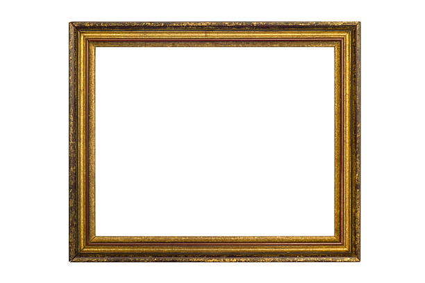 istock Gold and Burgundy Wood Rectangle Frame 144142124