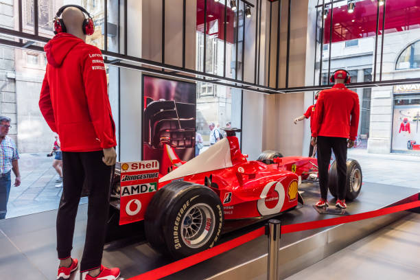 Milano, Italy - July 4, 2019: Ferrari Store in Milano, Italy.