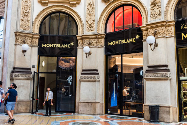 Milano, Italy - July 4, 2019: MONTBLANC Store in Galleria Vittorio Emanuele II in Milano, Italy.