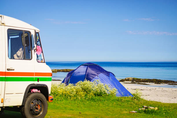 istock Camper van and tent on sea, Lofoten Norway 1441426840