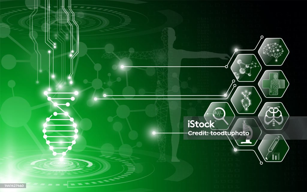 Modern Medical Science Abstract Background Technology Concept In Green Light Human Body Heal ...