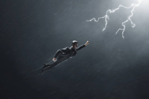 istock Business man fly 3d illustration 1441427618