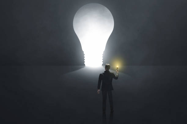 istock Business man holding torch 3d illustration 1441427646