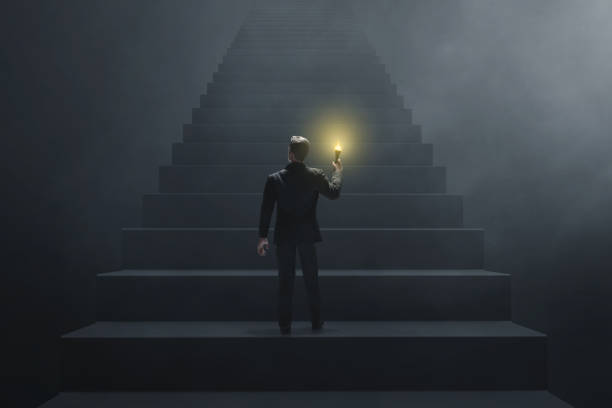 istock Business man climbing stairs 3d illustration 1441427661