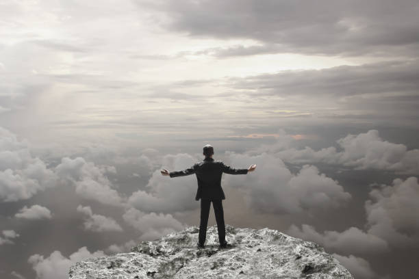 istock Business man on top 3d illustration 1441427671