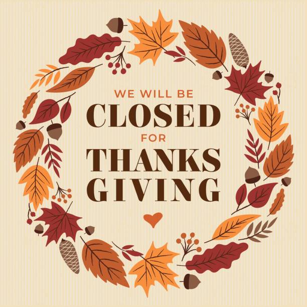 ilustrações de stock, clip art, desenhos animados e ícones de thanksgiving, we will be closed sign. - thanksgiving autumn pumpkin backgrounds