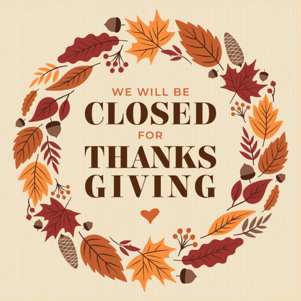 день благодарения, мы будем закрыты знак. - closed sign illustrations stock illustrations