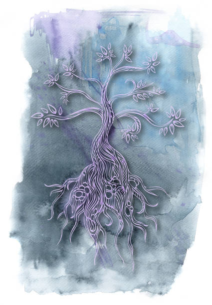 illustrazioni stock, clip art, cartoni animati e icone di tendenza di giovane albero - tree root family tree watercolor painting