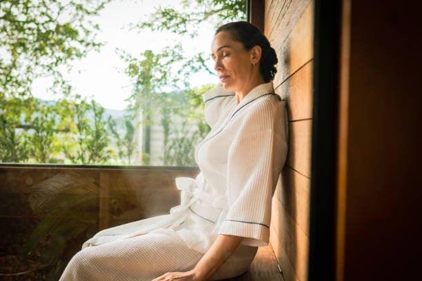 istock Enjoying in the dry sauna 1441433189
