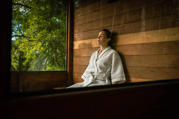 istock Enjoying in the dry sauna 1441433206