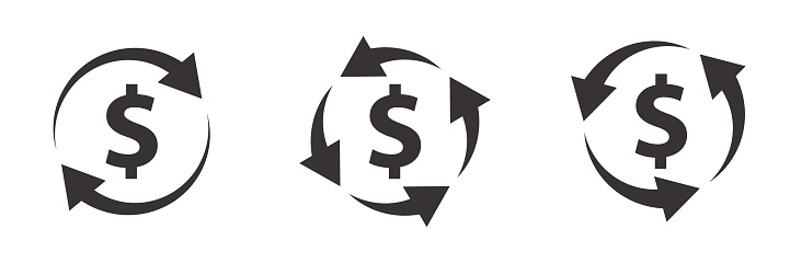 Cashback icon set. Money back refund investment symbol. Flat vector illustration