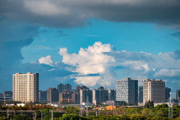 istock Cumulonimbus clouds over the city 1441436311