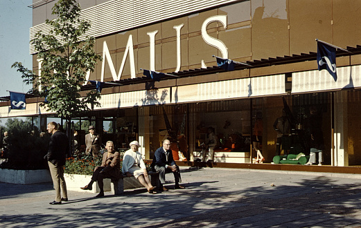Kristianstad, Sweden, August 5, 1970 - Historical photo of Domus department store in Kristianstad 1970