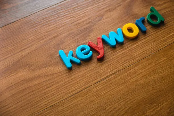 Photo of Colorful alphabet of word keyword.