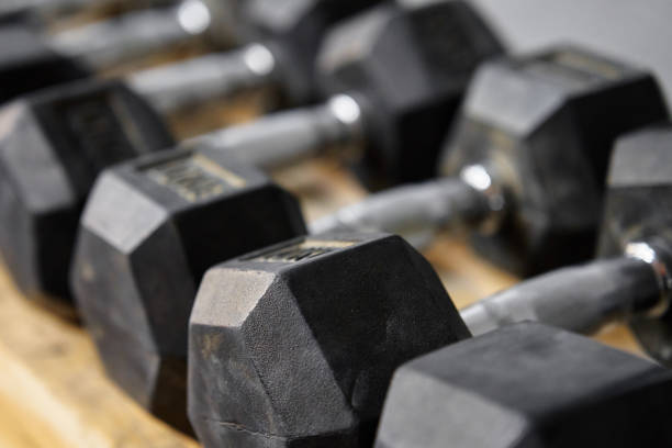 istock Row of dumbbells in gym 1441438957