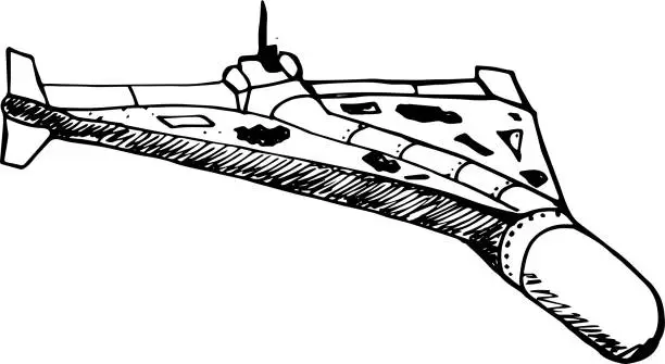 Vector illustration of Hand drawn sketch of an Iranian drone  in doodle style.