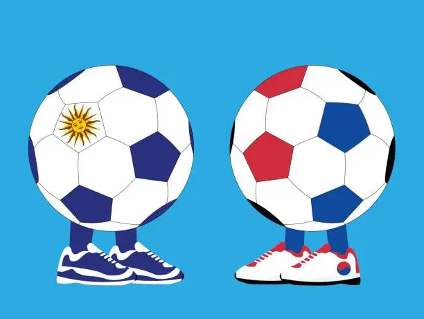 Vector illustration of Uruguay vs South Korea