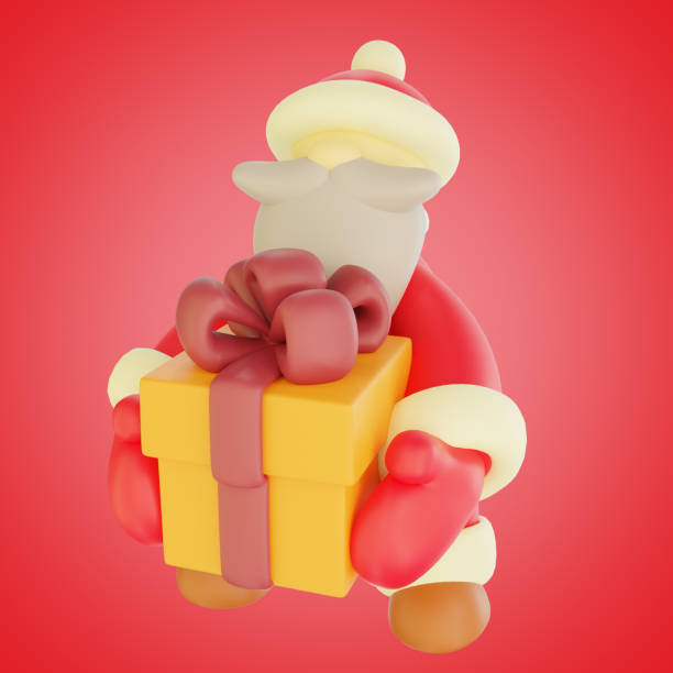 istock Santa Claus with gift 3d illustration 1441447667