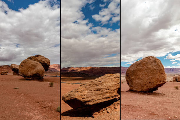 Giant rocks of the Vermillion hills near Page, AZ, USA stock photo