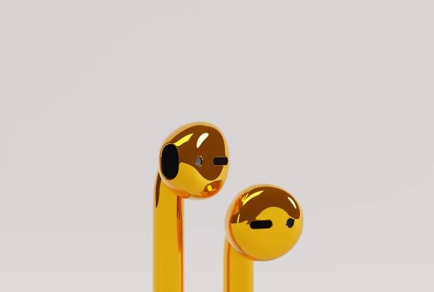 istock Wireless earbuds, earphones on a light background. 1441447735