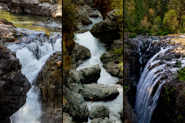 Impressive waterfalls of the Vancouver Island, BC, Canada stock photo