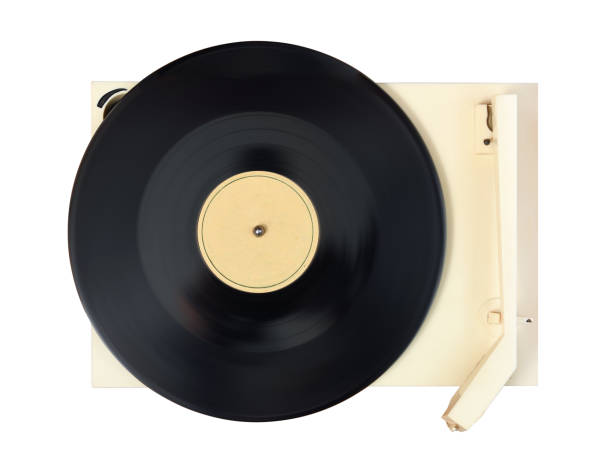 istock Retro vinyl player isolated on white background. 1441448785