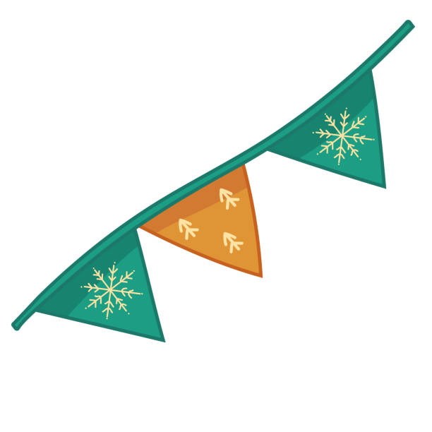 istock Christmas flags, new year vector illustration isolated on white background. New Year's attributes. 1441457372