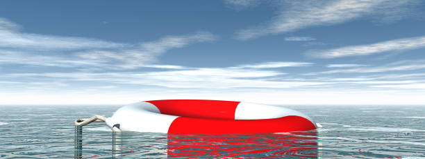 Lifebuoy isolated on white background. Top view. 3d render