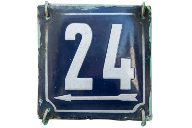 istock Weathered enameled plate number 24 1441465138