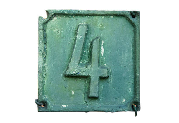 istock Old retro cast iron plate number 4 1441465173