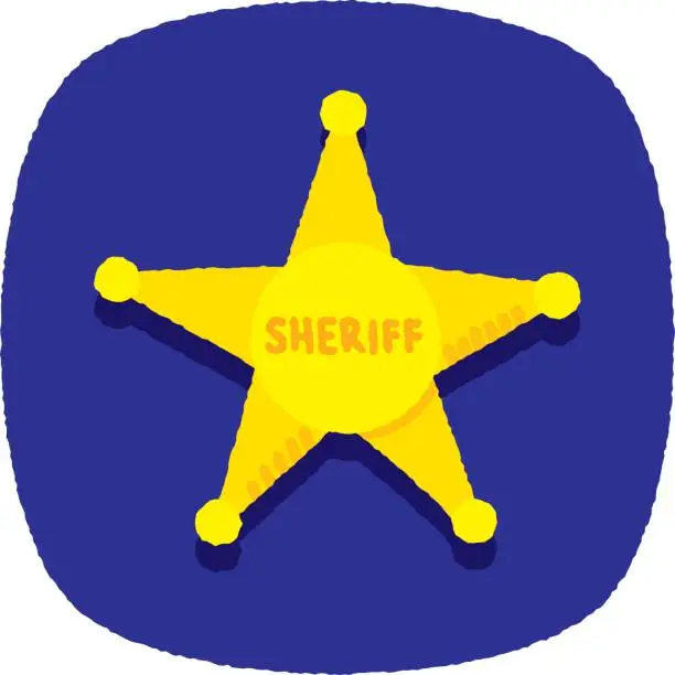 Vector illustration of Sheriff Star Doodle 4