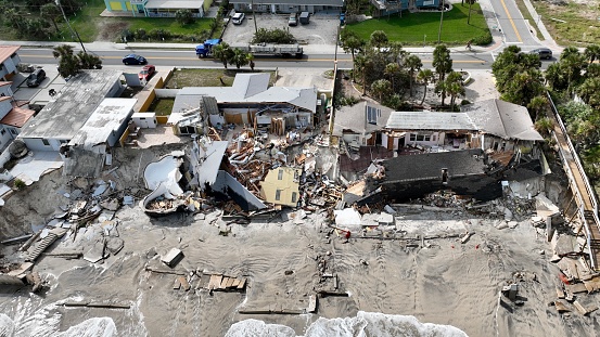 Homes destroyed by hurricane Nicole, Wilbur by the Sea Florida
