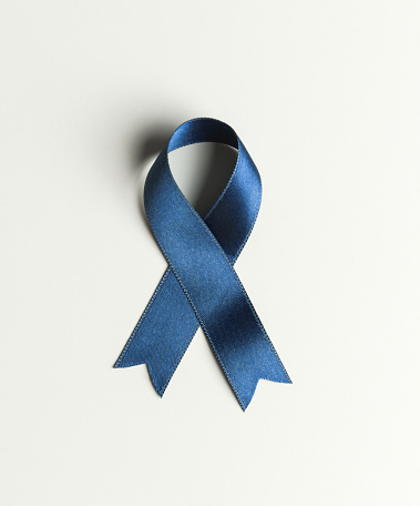 Blue ribbon Isolated on white background.