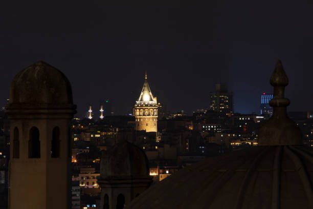istanbul and galata tower at night