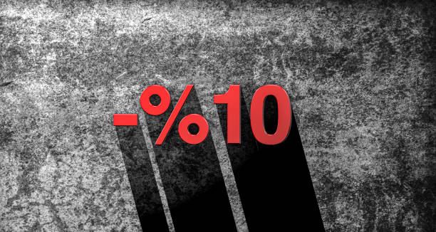 istock Red 10% discount Text on the Wall 1441472315