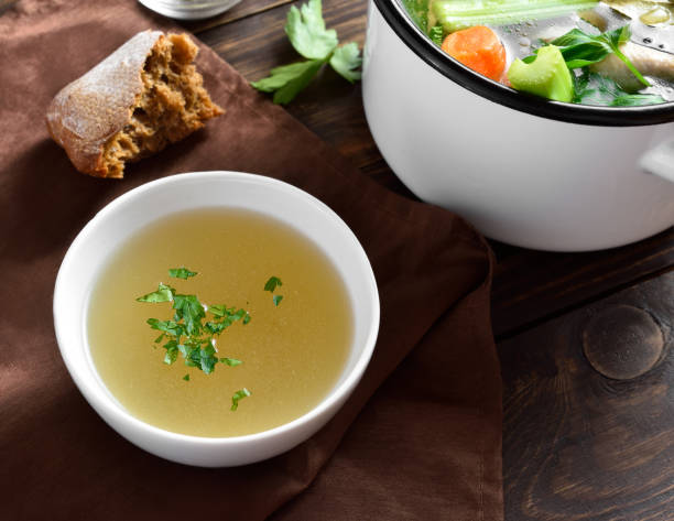 istock Chicken broth with vegetables and spices 1441473870