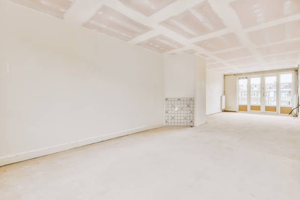 istock The interior of a spacious bright room in white tones 1441477693