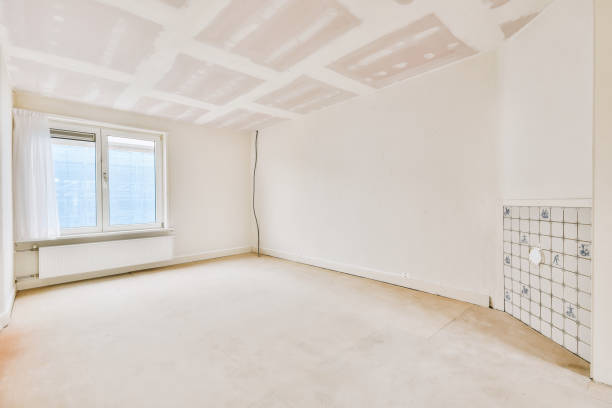 istock The interior of a spacious bright room in white tones 1441477735