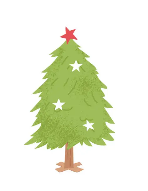 Vector illustration of Cute Cartoon Christmas Tree