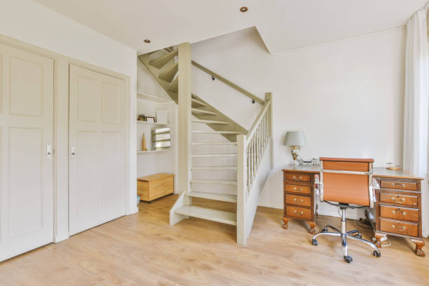 istock A wide spiral staircase leading to the upper floors 1441478731